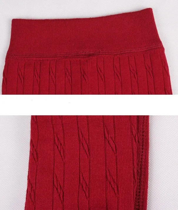 Children warm winter leggings in thick cotton, elastic waist, available in Bordeaux red, navy blue, black, gray, sizes 90-140cm for girls 2-10 years