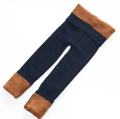 Children warm winter leggings in thick cotton, elastic waist, available in Bordeaux red, navy blue, black, gray, sizes 90-140cm for girls 2-10 years