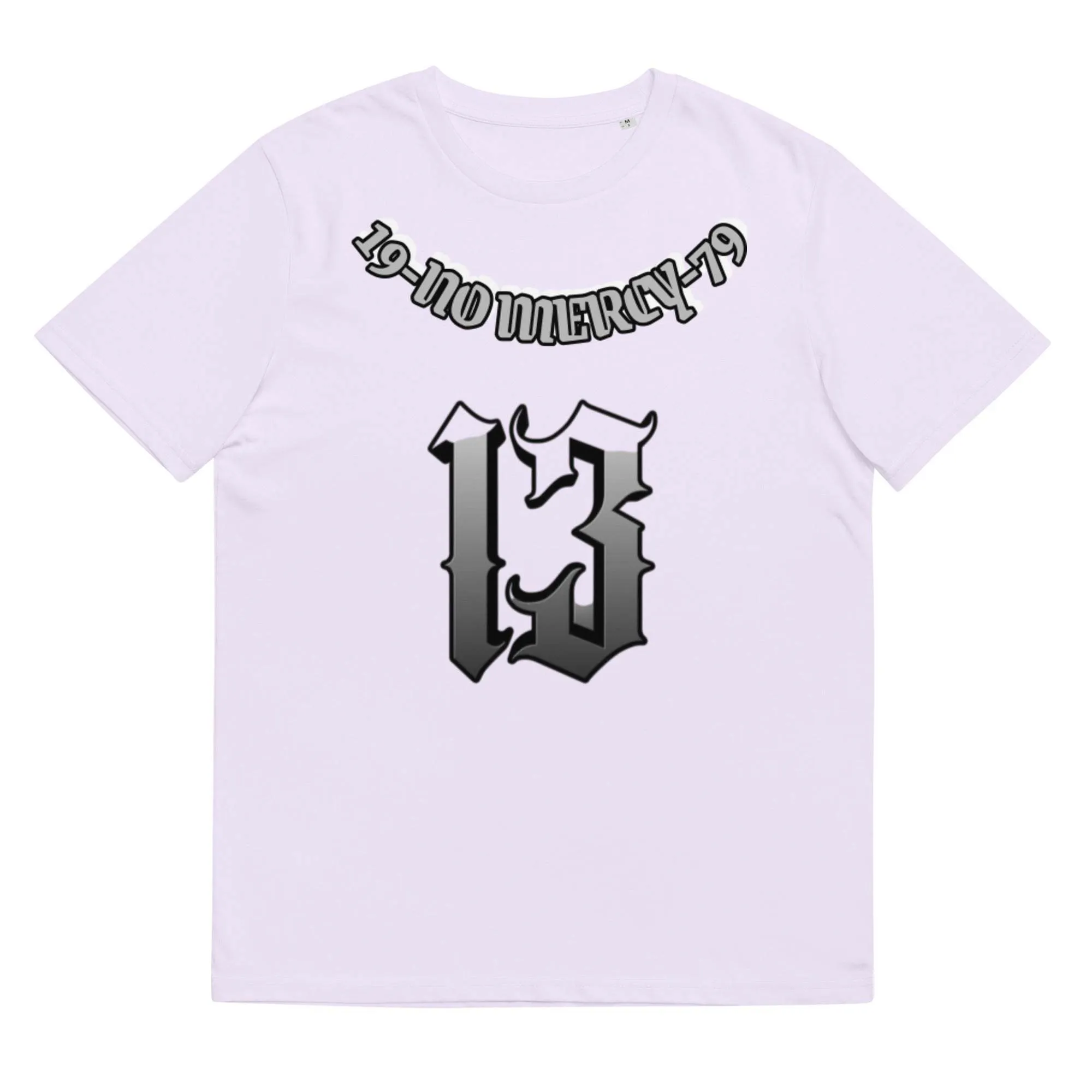 Straight-cut grey cotton t-shirt with short sleeves and a round neck on a hanger.