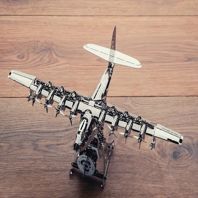 Metal mechanical model airplane assembly toy in aircraft colour scheme for youth aged 15 to 35