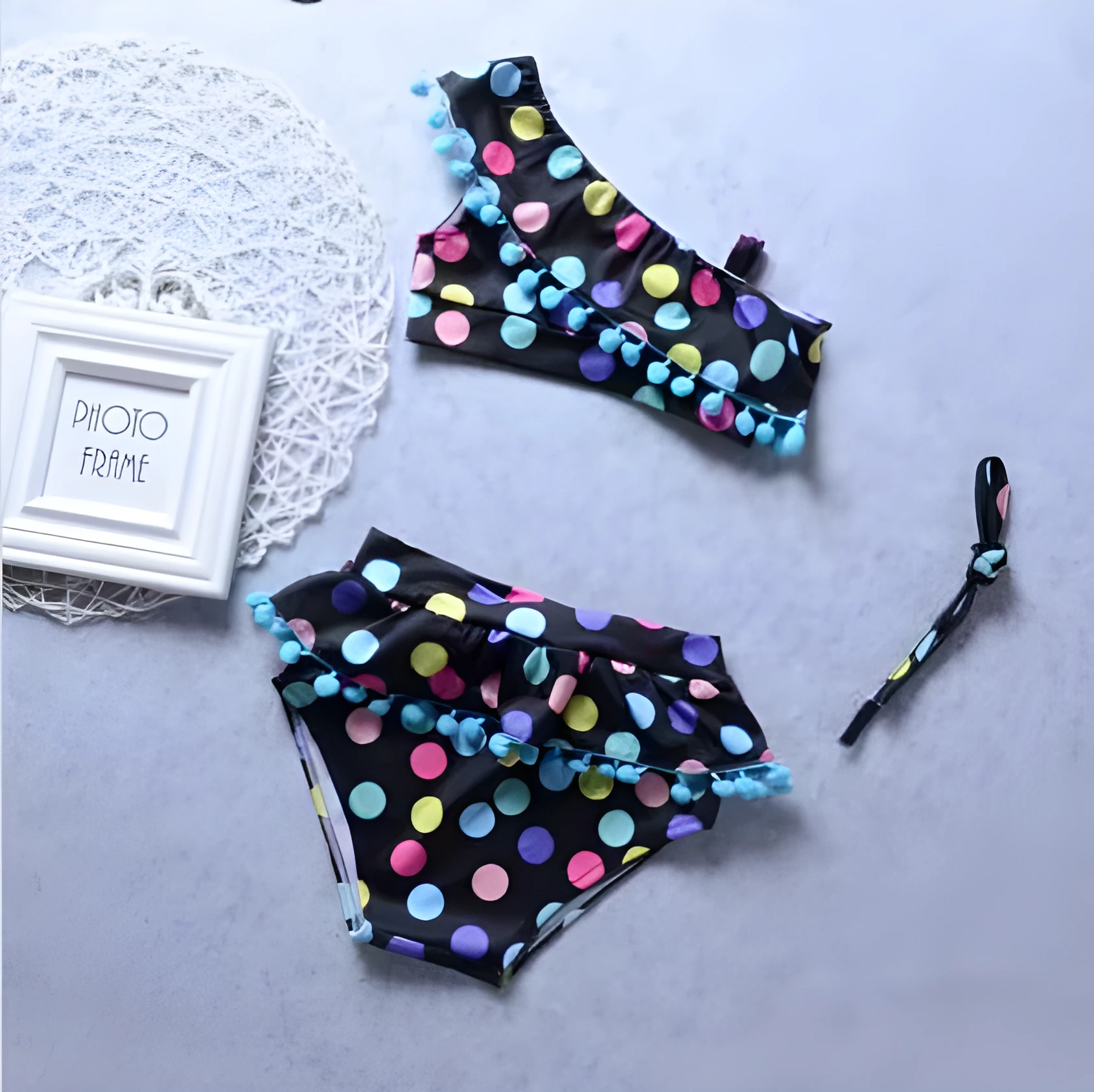 Pudcoco girls polka dot tankini swimsuit set in nylon fabric for swimming and wading sports