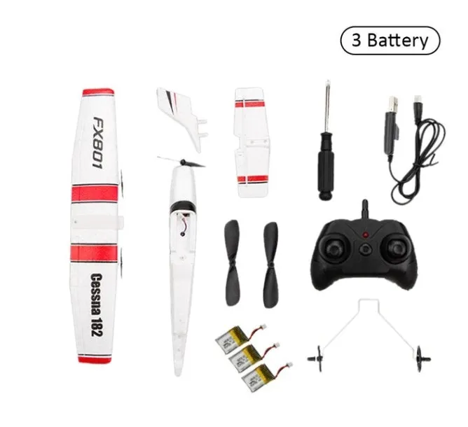DIY Cessna 182 remote control glider in EPP foam with wing, tail, and landing gear components