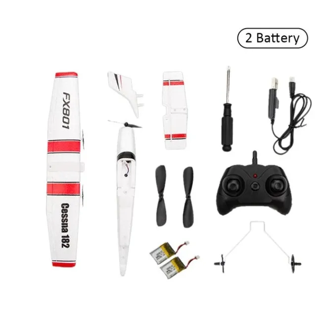 DIY Cessna 182 remote control glider in EPP foam with wing, tail, and landing gear components