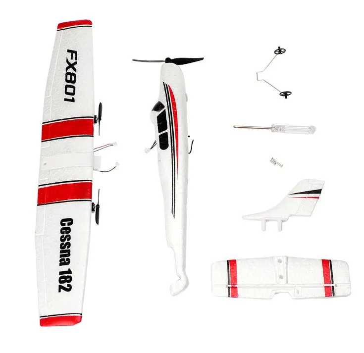 DIY Cessna 182 remote control glider in EPP foam with wing, tail, and landing gear components