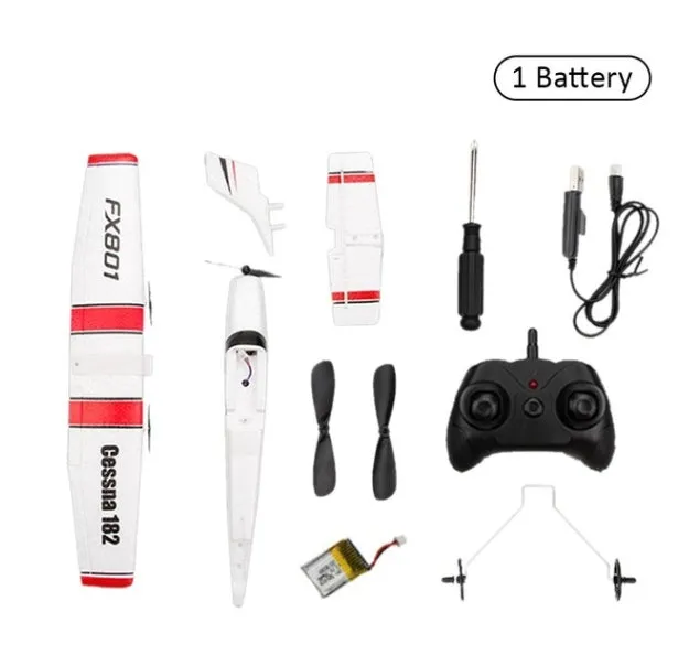DIY Cessna 182 remote control glider in EPP foam with wing, tail, and landing gear components