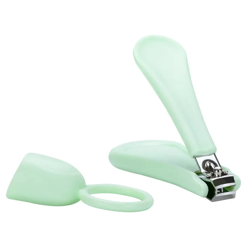 Obeini baby nail clippers with anti-splash design, plastic construction, green