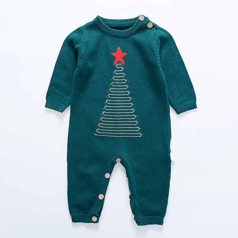 Baby knitted sweater jumpsuit in 95% cotton, long sleeves, concealed buttons, neutral beige colour, size 73cm