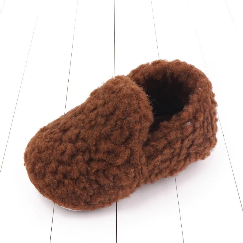 Solid colour baby toddler shoes with soft velvet rubber sole in apricot, low top design
