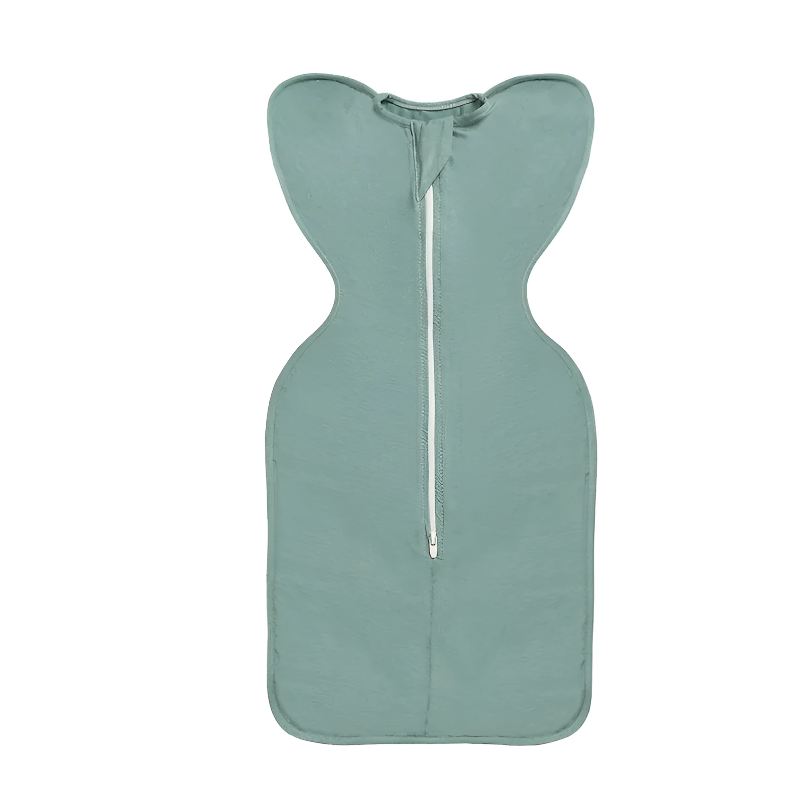 Newborn baby swaddled in bamboo fibre gauze sleeping bag with matching beanie in solid colour