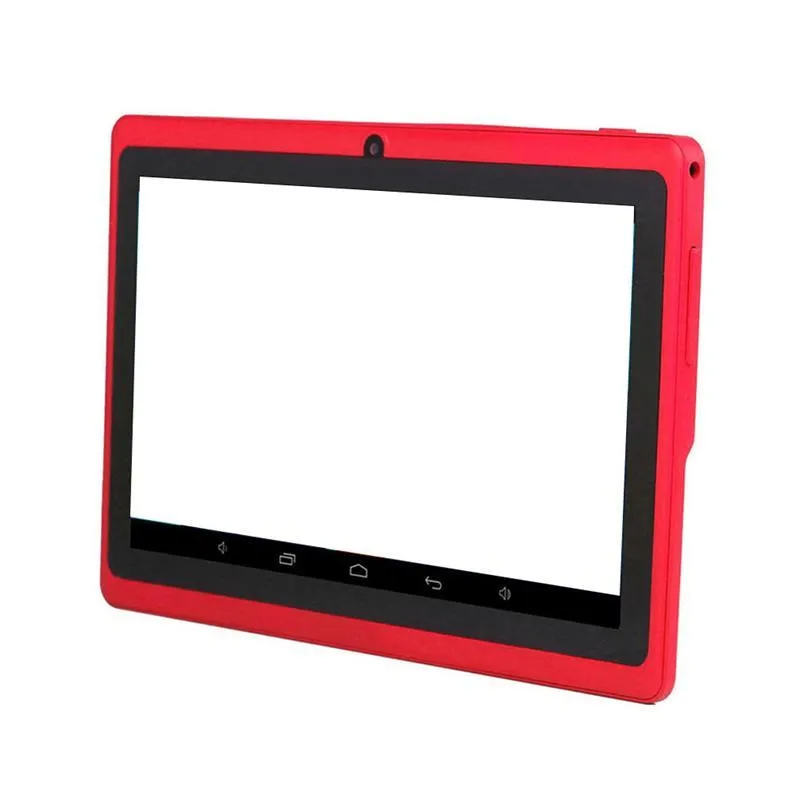 Children's tablet with 7-inch capacitive touch screen in black, showing front display and ABS plastic shell