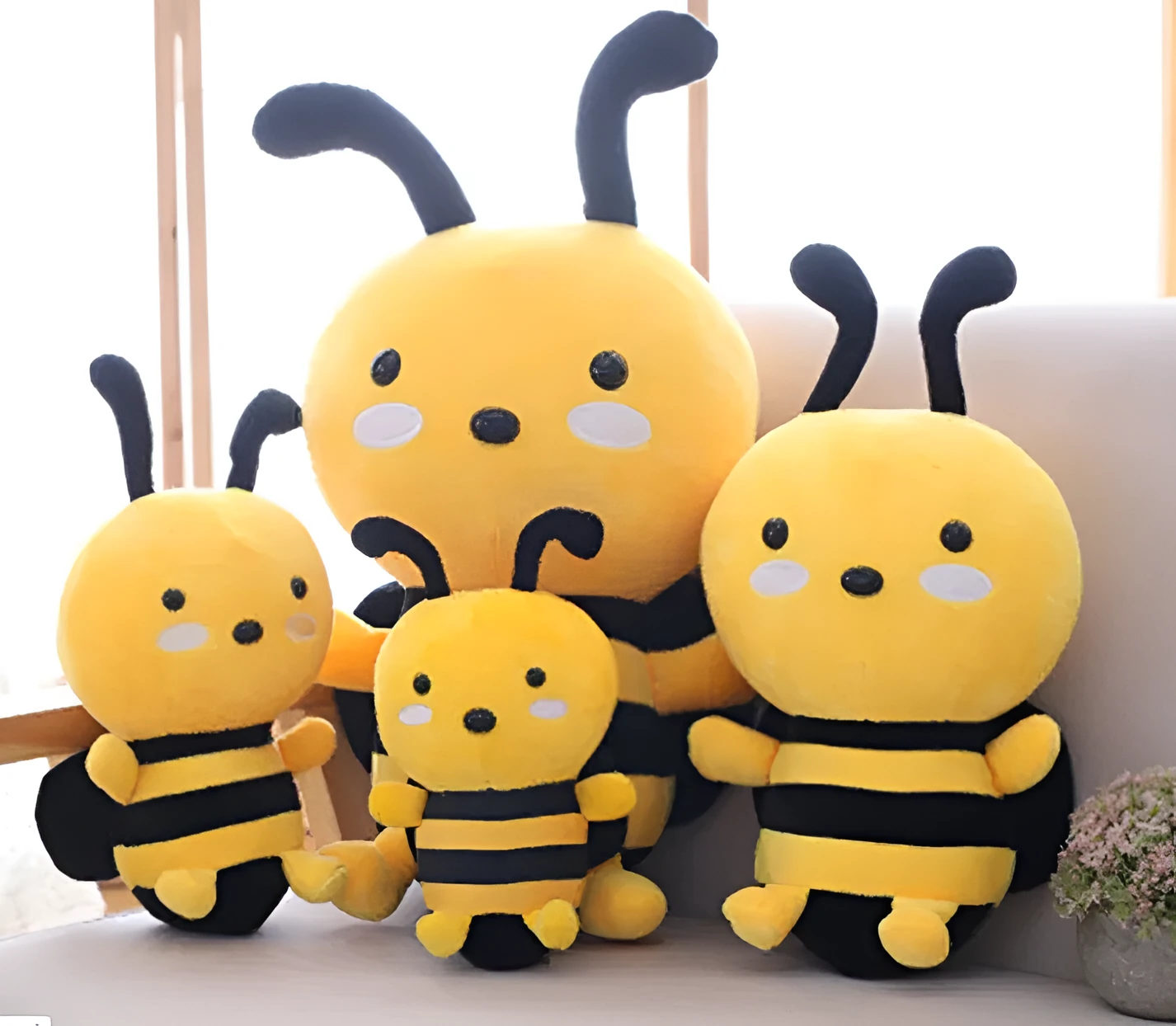 Honeybee soft stuffed plush toy with super soft short plush and PP cotton filling, available in multiple sizes