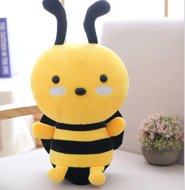 Honeybee soft stuffed plush toy with super soft short plush and PP cotton filling, available in multiple sizes