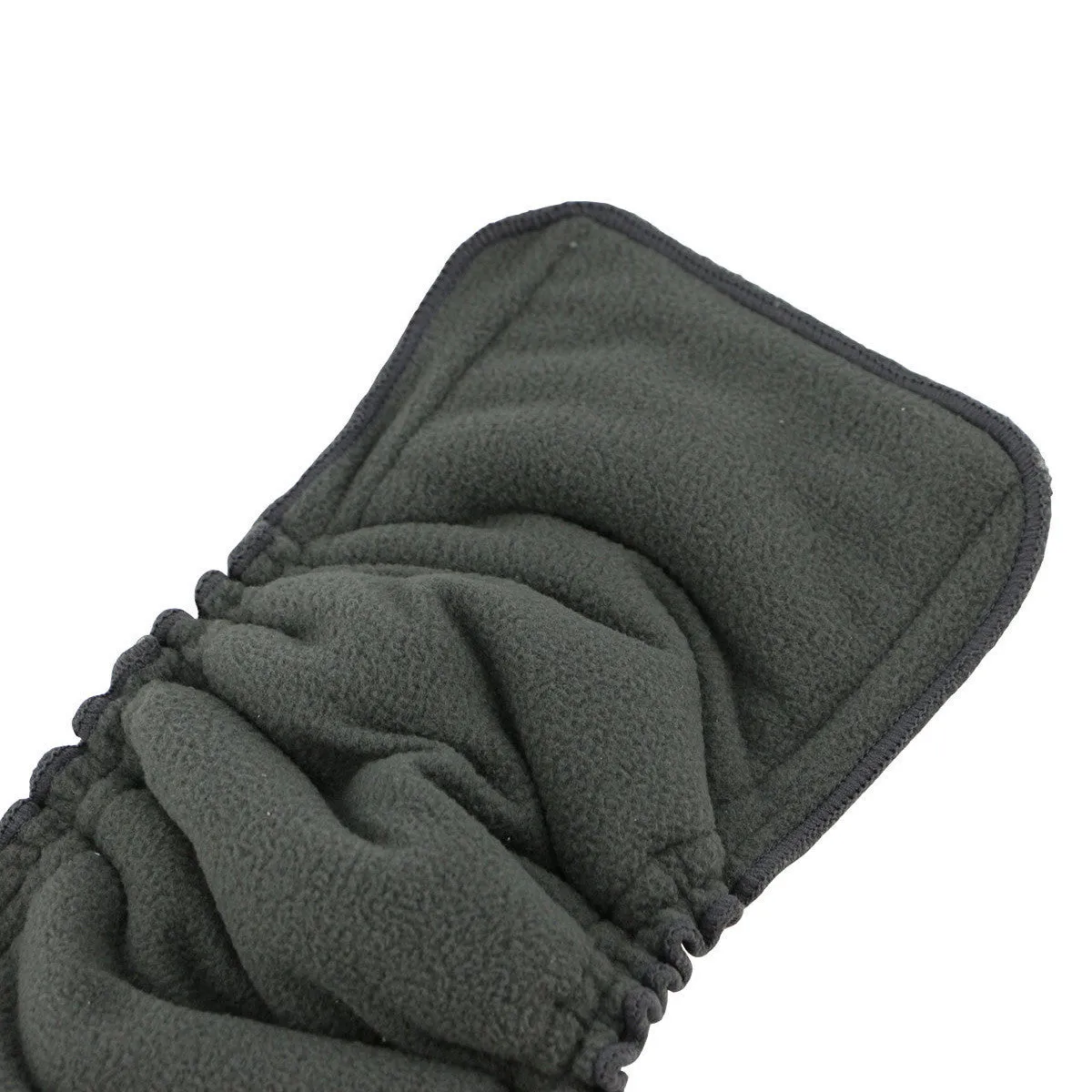 Black bamboo charcoal microfiber reusable baby cloth diaper on white background