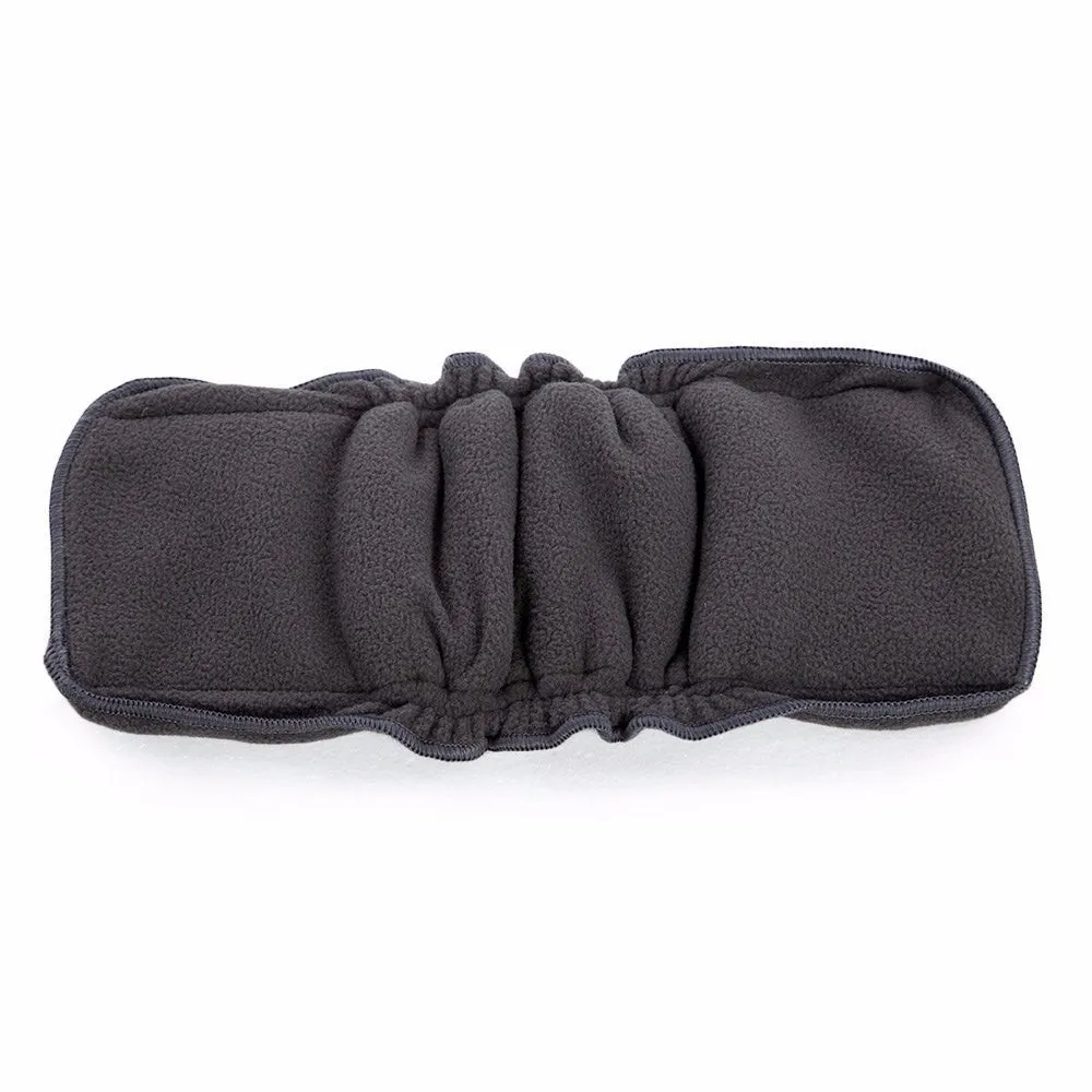 Black bamboo charcoal microfiber reusable baby cloth diaper on white background