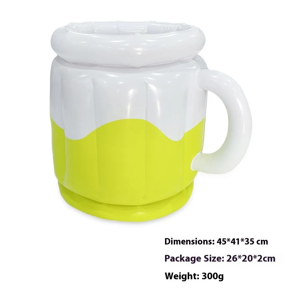 Yellow inflatable PVC ice bucket for beer steins, suitable for parties and outdoor events