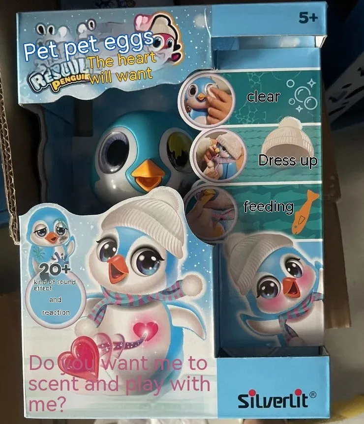 Plastic cute little penguin simulation electric children's cartoon pet toy for boys with hat scarf vest and fish accessory