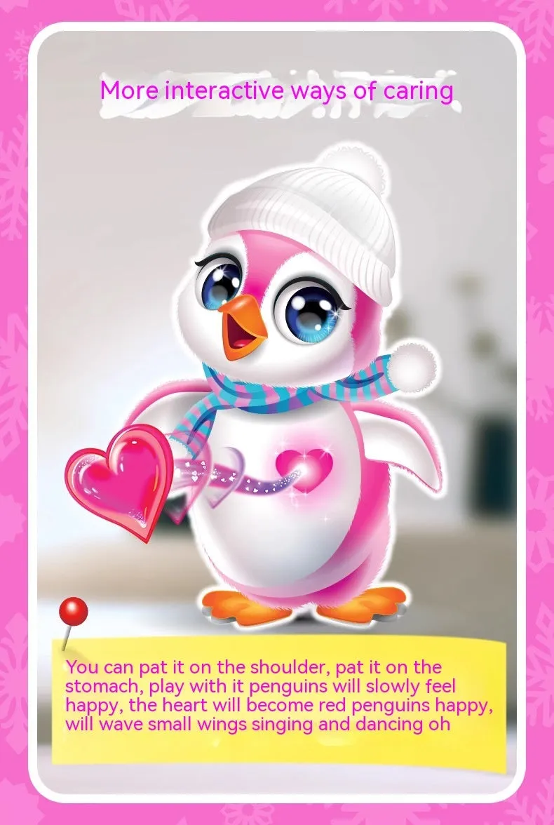 Plastic cute little penguin simulation electric children's cartoon pet toy for boys with hat scarf vest and fish accessory
