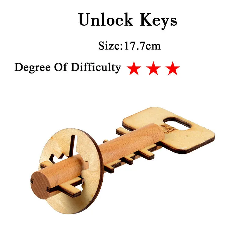 Wooden Kongming lock puzzle 4.5cm cube in natural wood with colourful interlocking pieces