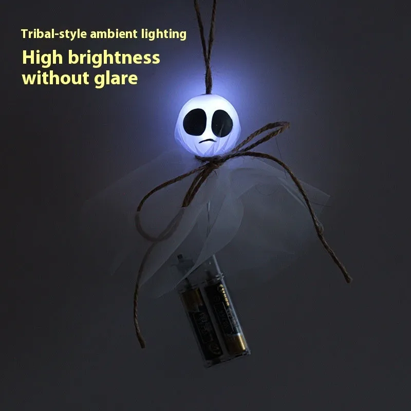 Halloween LED lighting chain with colourful ghost-themed lights for haunted house decorations