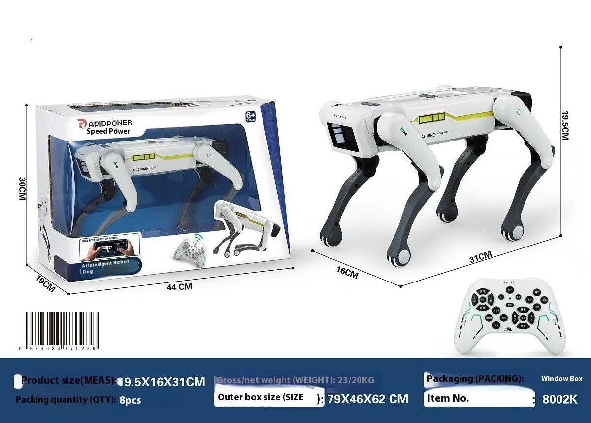 Simulation intelligence robot dog in plastic with voice dialogue and remote control, three colour options