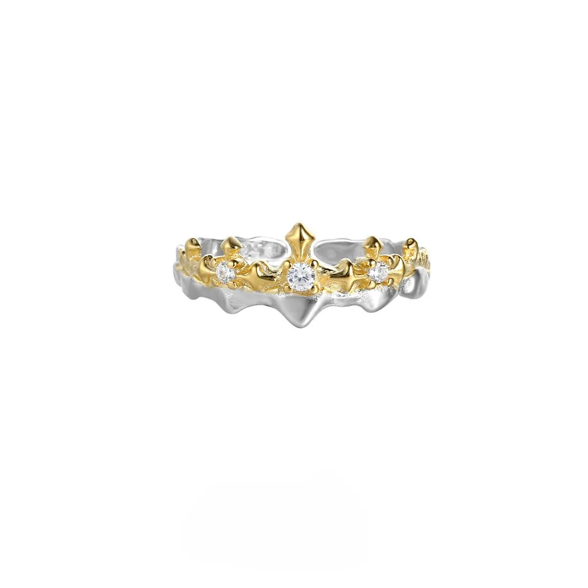 Princess Knight adjustable silver couple ring with minority design in electroplated finish