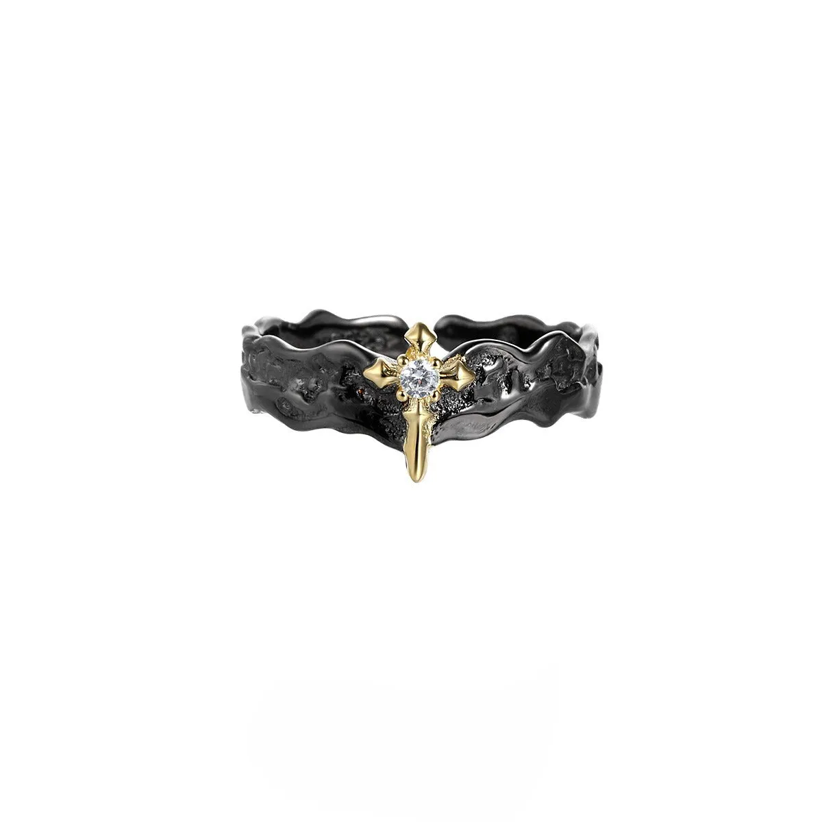 Princess Knight adjustable silver couple ring with minority design in electroplated finish