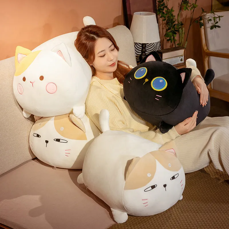 Cute cat doll plush toy in yellow with PP cotton filling, short plush fabric, 35cm size