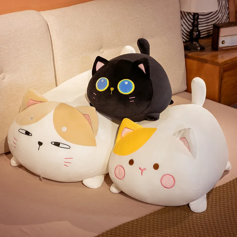 Cute cat doll plush toy in yellow with PP cotton filling, short plush fabric, 35cm size