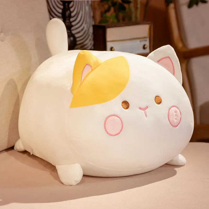 Cute cat doll plush toy in yellow with PP cotton filling, short plush fabric, 35cm size