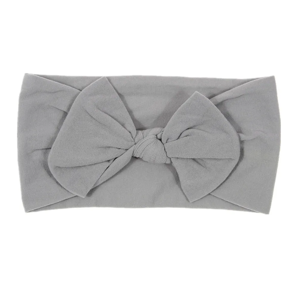 Bohemian children's hairband with wide nylon bow in Army Green, 10.5 x 7.5 cm bow, cloth band