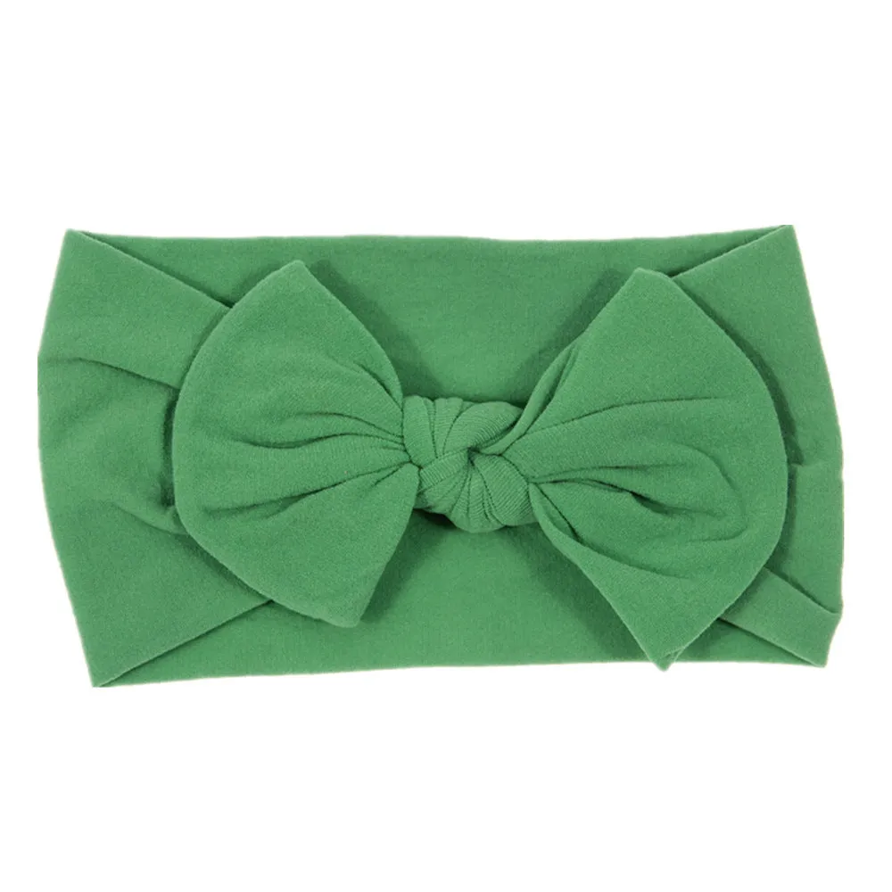 Bohemian children's hairband with wide nylon bow in Army Green, 10.5 x 7.5 cm bow, cloth band