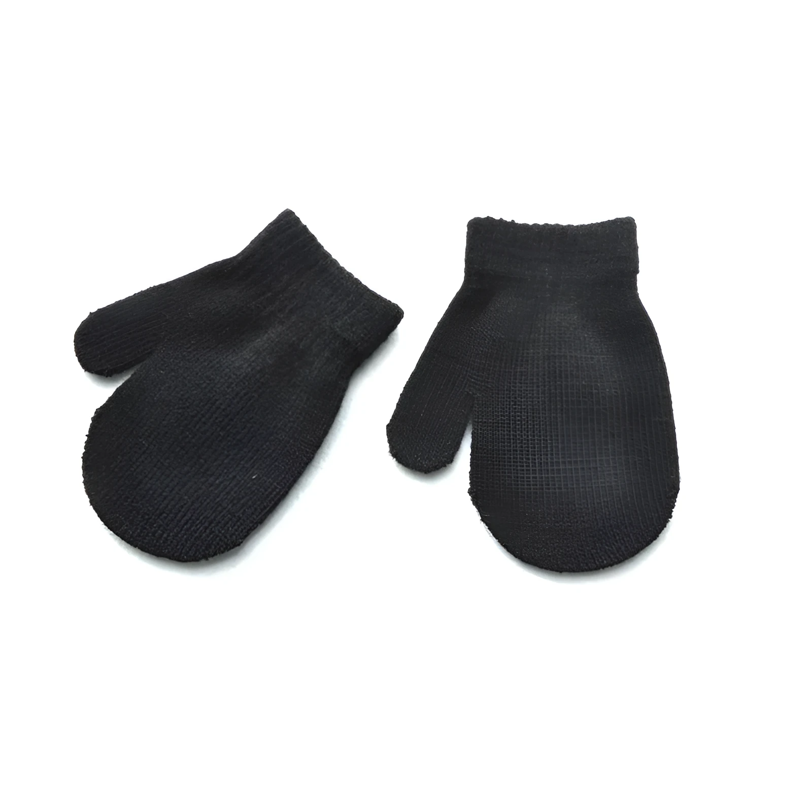 New winter warm knit gloves for children aged 5-11 in jacquard monochrome finish, colours Black Blue Grey Red White