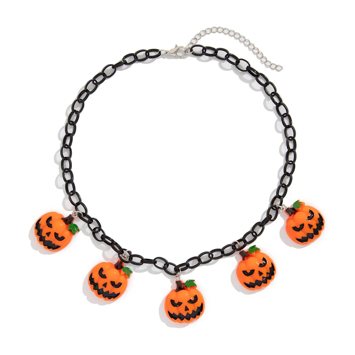 Halloween pumpkin cartoon necklace with acrylic pendant in mixed colours on regular chain