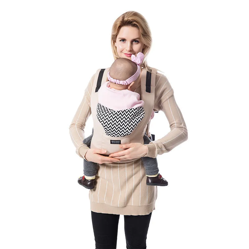 Children's cotton baby carrier sling in beige with adjustable waistband 72-134CM for ages 5-36 months