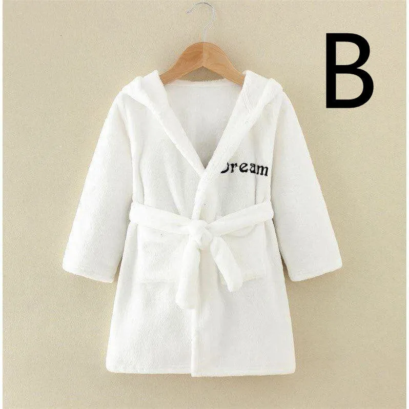 Children's thickened flannel bathrobe in a printed pattern, available in multiple colours and sizes 100-140cm