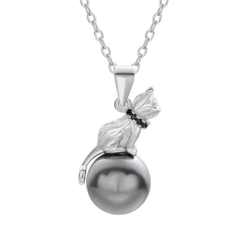925 sterling silver cat pendant clavicle necklace with electroplated finish in D2113 and D2114 colour options