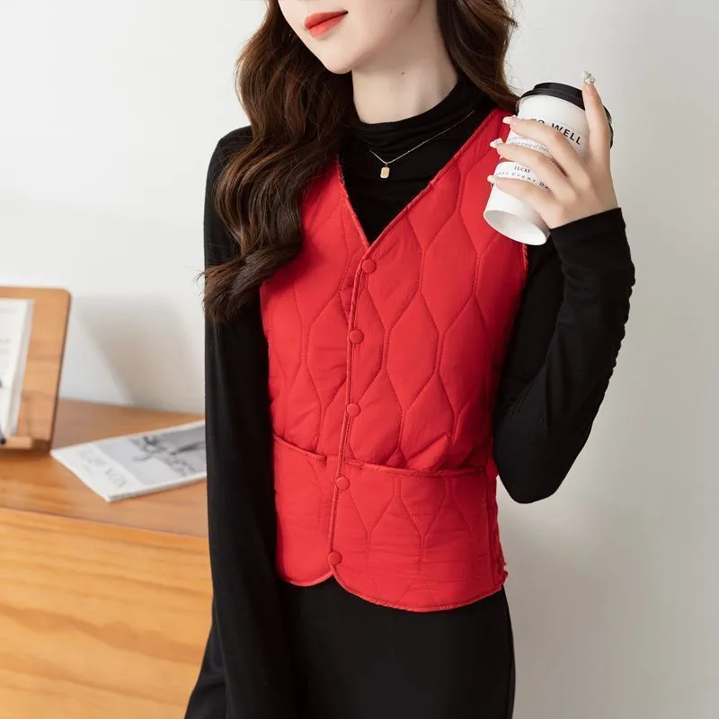 Women's short bottoming vest with velvet lining, slim fit, available in multiple colours and sizes