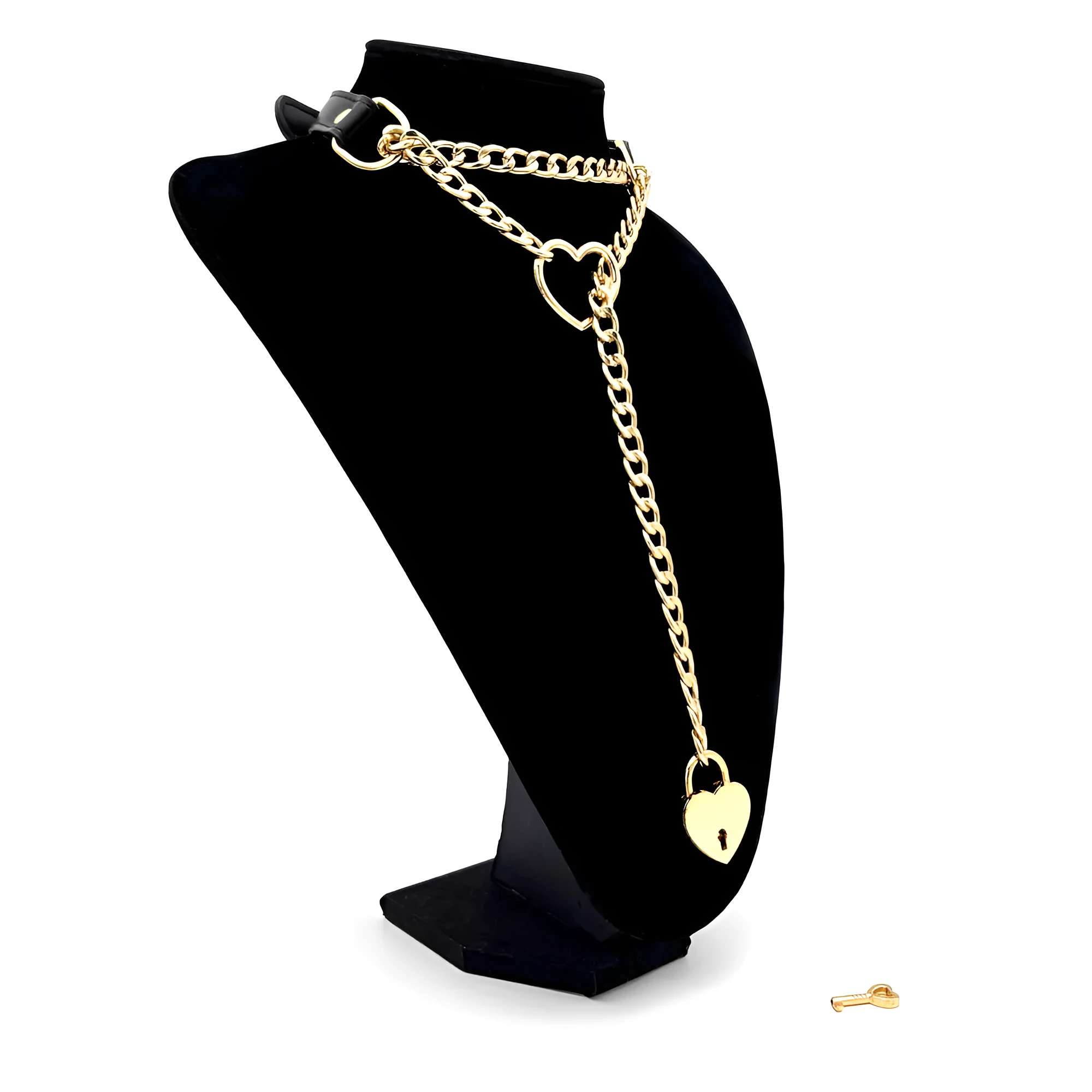 Black leather flirting training alternative traction collar necklace for men and women