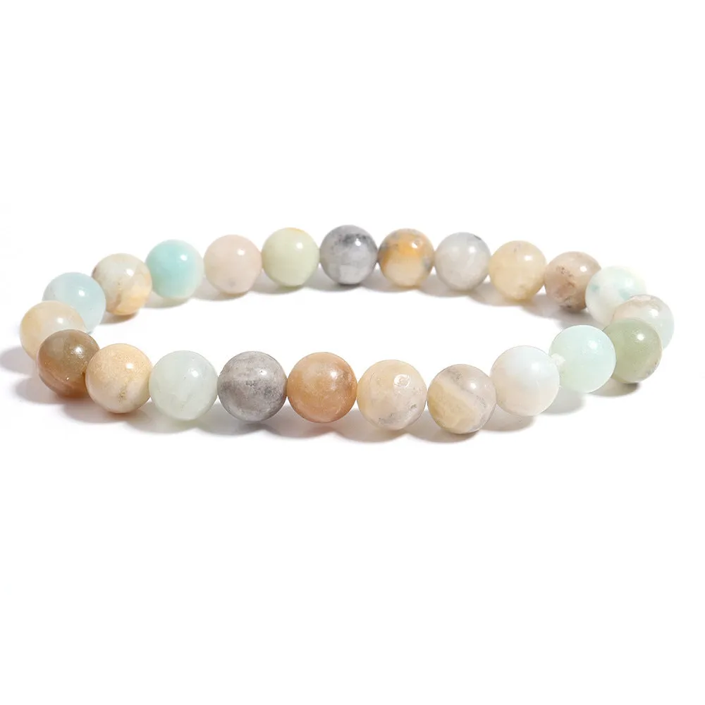 Handmade natural stone beaded bracelet with shiny Amazon finish in bohemian style