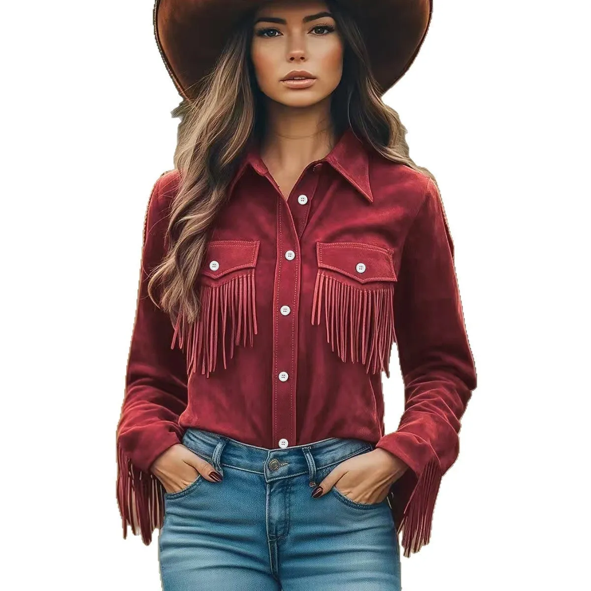 Patchwork feather slimming top jacket with tassel and stitching, black colour, loose fit long sleeve