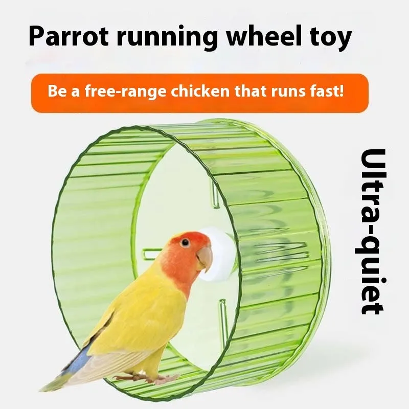 21cm diameter plastic bird running wheel toy in transparent colour with anti-slip tread surface