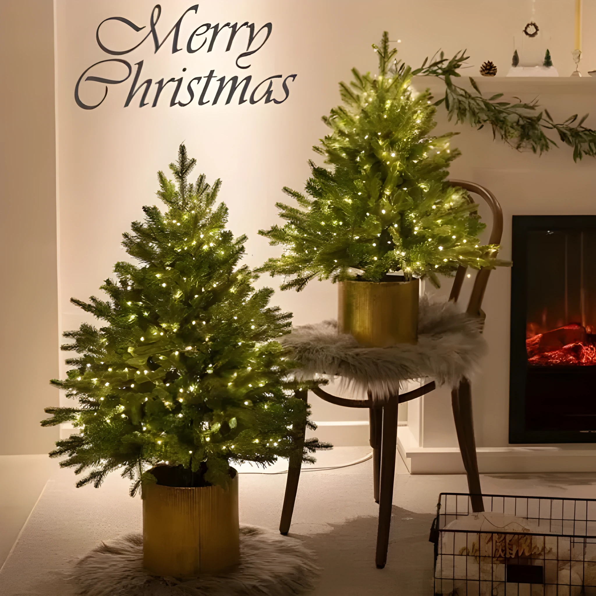 Langsen Crafts 45cm pre-lit flame retardant Christmas tree with 100 lights on black wire