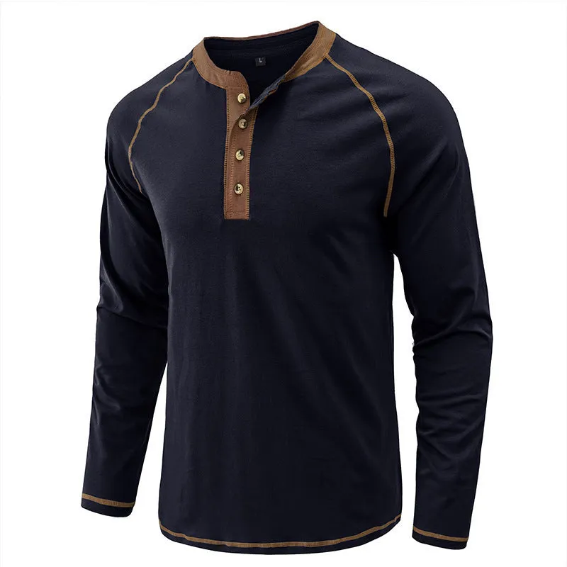 Men's cotton long-sleeved T-shirt in straight fit with raglan sleeves, available in multiple colours including white and camel