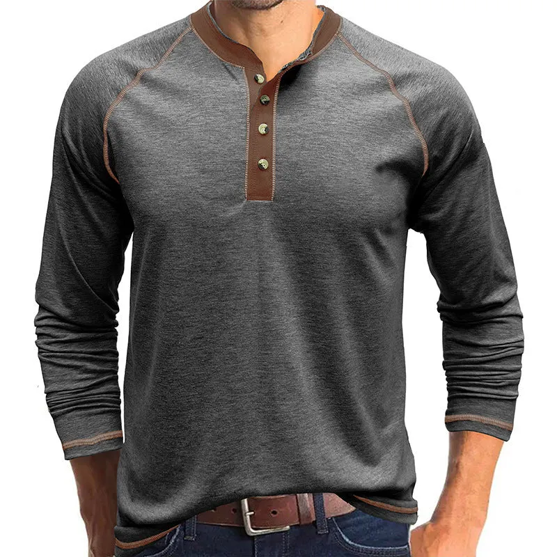 Men's cotton long-sleeved T-shirt in straight fit with raglan sleeves, available in multiple colours including white and camel