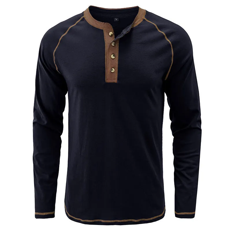 Men's cotton long-sleeved T-shirt in straight fit with raglan sleeves, available in multiple colours including white and camel