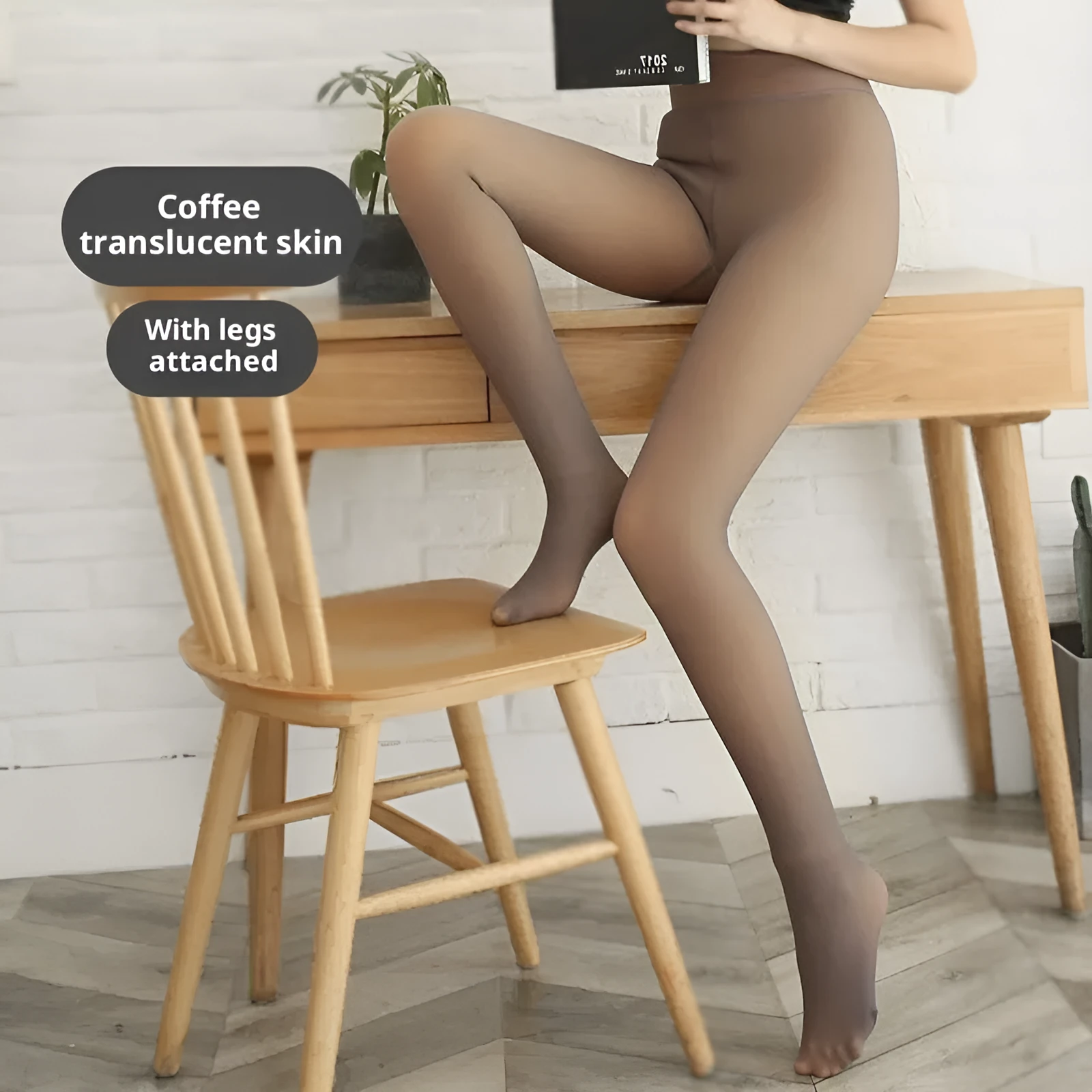 Women's thickened velvet transparent pantyhose in black showing hip lifting and shaping function
