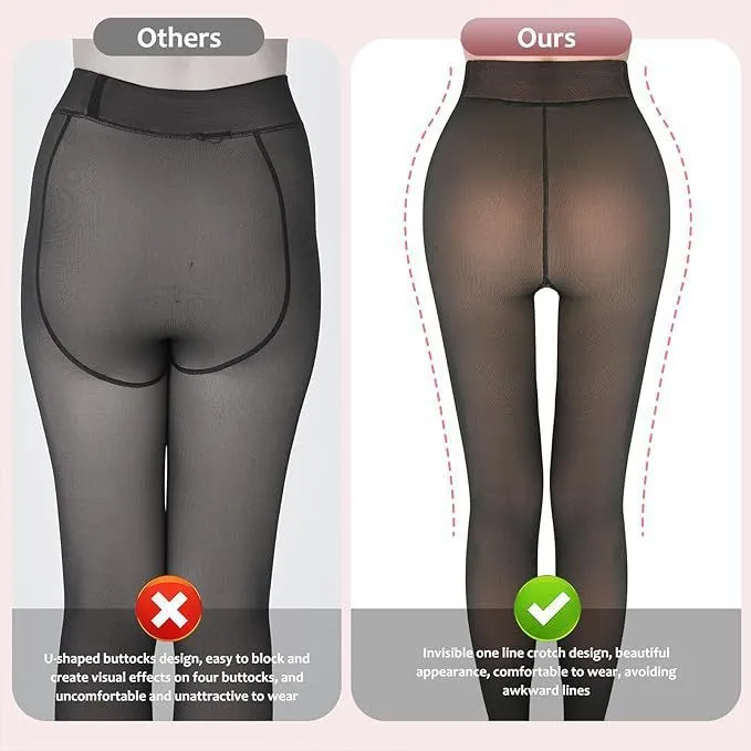 Women's thickened velvet transparent pantyhose in black showing hip lifting and shaping function