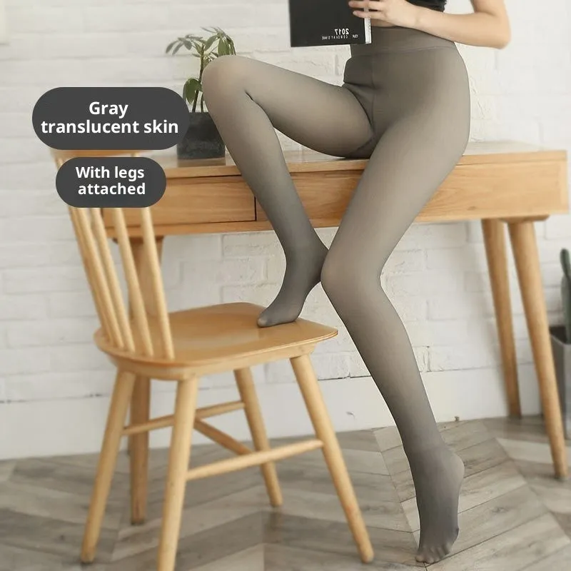 Women's thickened velvet transparent pantyhose in black showing hip lifting and shaping function