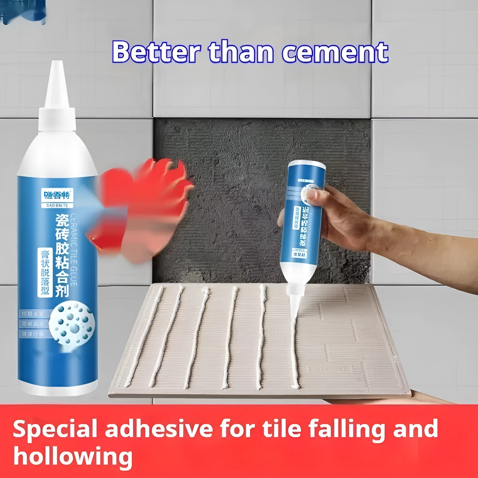 Tile repair injection adhesive for loose tiles, cold curing emulsion body, 280g to 500g options