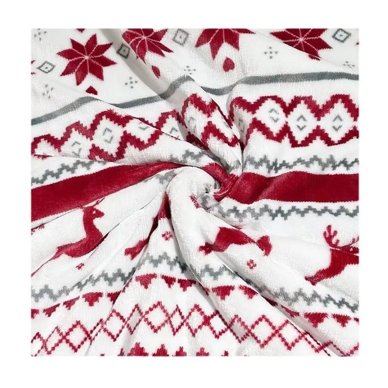 Thick flannel sherpa lambswool blanket 150x200cm in Elk Double White with cartoon anime pattern